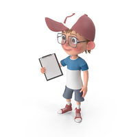 Cartoon Boy Holding Clipboard PNG & PSD Images