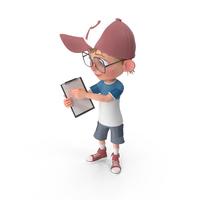 Cartoon Boy Holding Notepad PNG & PSD Images