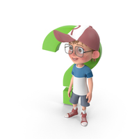 Cartoon Boy Standing Next to Question Sign PNG & PSD Images