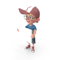 Cartoon Boy Holding a Sign PNG & PSD Images