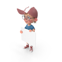 Cartoon Boy Holding a Sign PNG & PSD Images