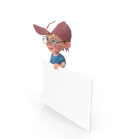 Cartoon Boy Holding a Sign PNG & PSD Images