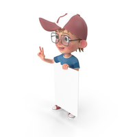 Cartoon Boy Holding a Sign PNG & PSD Images
