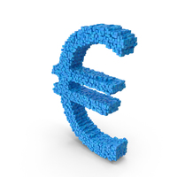 Blue Voxel Euro Symbol PNG & PSD Images