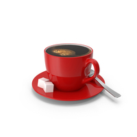 Small Coffee Cup with Red Plate PNG & PSD Images