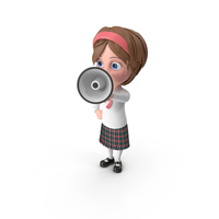 Cartoon Girl Holding Loud Speaker PNG & PSD Images