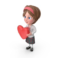Cartoon Girl Holding Heart PNG & PSD Images
