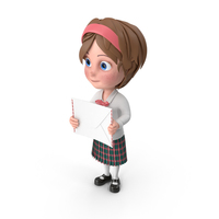Cartoon Girl Holding Letter PNG & PSD Images