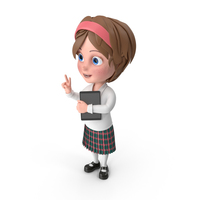 Cartoon Girl Holding Tablet PNG & PSD Images