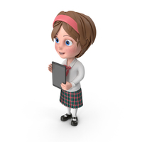 Cartoon Girl Holding Tablet PNG & PSD Images
