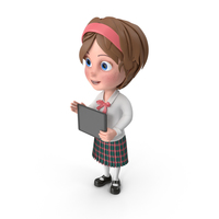Cartoon Girl Holding Tablet PNG & PSD Images