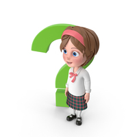 Cartoon Girl Standing Next to Question Sign PNG & PSD Images