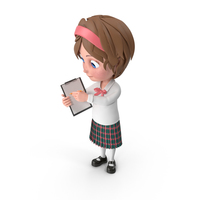 Cartoon Girl Holding Clipboard PNG & PSD Images