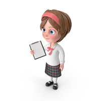 Cartoon Girl Holding Clipboard PNG & PSD Images