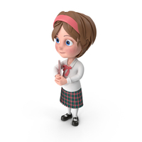 Cartoon Girl Holding Notepad PNG & PSD Images