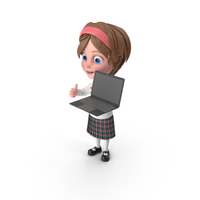 Cartoon Girl Holding Laptop PNG & PSD Images