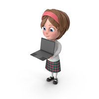 Cartoon Girl Holding Laptop PNG & PSD Images