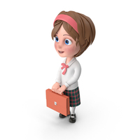 Cartoon Girl Holding Briefcase PNG & PSD Images