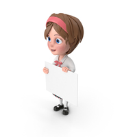 Cartoon Girl Holding Sign PNG & PSD Images