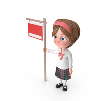 Cartoon Girl Holding Sign PNG & PSD Images