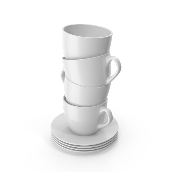 Portrait of Three Stacks of Aesthetic Cups Made of White Ceramic and Wood.  27582333 PNG