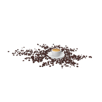 Cup of Espresso with Coffee Beans PNG & PSD Images