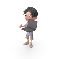Cartoon Boy Jack Holding Laptop PNG & PSD Images
