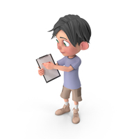 Cartoon Boy Jack Holding Notepad PNG & PSD Images