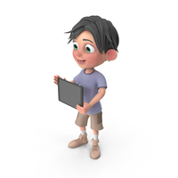 Cartoon Boy Jack Holding Tablet PNG & PSD Images
