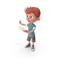 Cartoon Boy Charlie Holding Book PNG & PSD Images