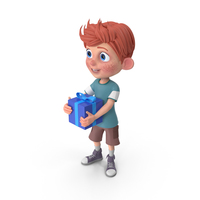 Cartoon Boy Charlie Holding Present PNG & PSD Images