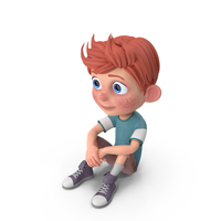 Cartoon Boy Charlie Sitting On Floor PNG & PSD Images