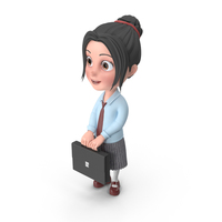 Cartoon Girl Emma Holding Briefcase PNG & PSD Images