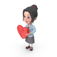 Cartoon Girl Emma Holding Heart PNG & PSD Images