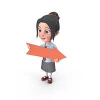 Cartoon Girl Emma Holding Pointer PNG & PSD Images