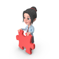 Cartoon Girl Emma Holding Puzzle Piece PNG & PSD Images