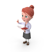 Cartoon Girl Grace Holding A Book PNG & PSD Images