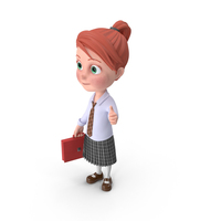 Cartoon Girl Grace Holding Briefcase PNG & PSD Images
