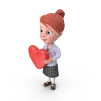 Cartoon Girl Grace with Heart PNG & PSD Images