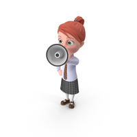 Cartoon Girl Grace with Loud Speaker PNG & PSD Images