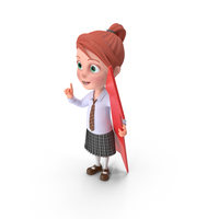Cartoon Girl Grace with Pointer PNG & PSD Images