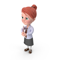 Cartoon Girl Grace with Notepad PNG & PSD Images