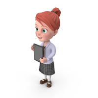 Cartoon Girl Grace with Tablet PNG & PSD Images