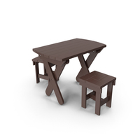 Wooden Table and  Stools PNG & PSD Images