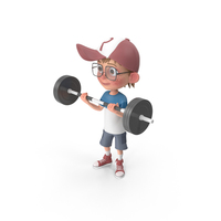 Cartoon Boy Harry Lifting Barbell PNG & PSD Images
