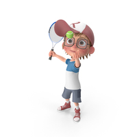 卡通男孩哈利玩网球PNG和PSD图像