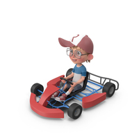 Cartoon Boy Harry Driving Go Cart PNG & PSD Images