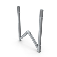 Galvanized Pipe Letter W PNG & PSD Images