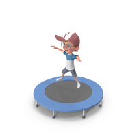 Cartoon Boy Harry Jumping On Trampoline PNG & PSD Images