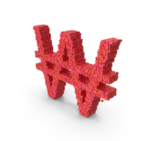 Voxel Won Symbol PNG & PSD Images